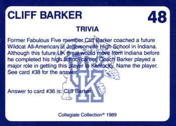 1989-90 Collegiate Collection Kentucky Wildcats #48 Cliff Barker Back