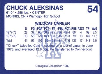 1989-90 Collegiate Collection Kentucky Wildcats #54 Chuck Aleksinas Back
