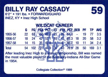 1989-90 Collegiate Collection Kentucky Wildcats #59 Billy Ray Cassady Back