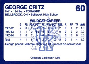1989-90 Collegiate Collection Kentucky Wildcats #60 George Critz Back