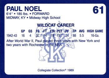1989-90 Collegiate Collection Kentucky Wildcats #61 Paul Noel Back