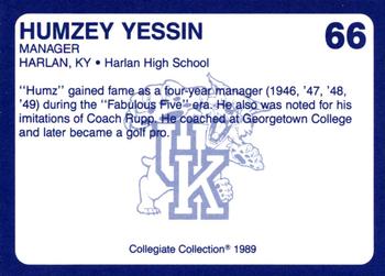 1989-90 Collegiate Collection Kentucky Wildcats #66 Humzey Yessin Back