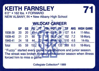 1989-90 Collegiate Collection Kentucky Wildcats #71 Keith Farnsley Back