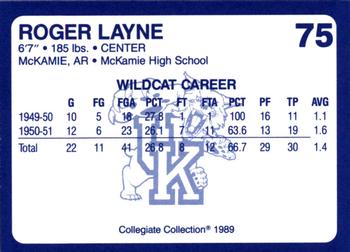 1989-90 Collegiate Collection Kentucky Wildcats #75 Roger Layne Back