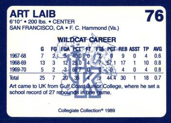 1989-90 Collegiate Collection Kentucky Wildcats #76 Art Laib Back