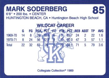 1989-90 Collegiate Collection Kentucky Wildcats #85 Mark Soderberg Back