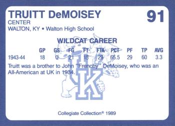1989-90 Collegiate Collection Kentucky Wildcats #91 Truett Demoisey Back