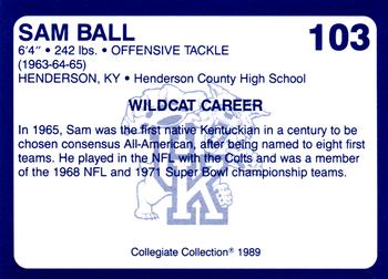 1989-90 Collegiate Collection Kentucky Wildcats #103 Sam Ball Back