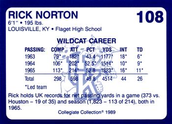 1989-90 Collegiate Collection Kentucky Wildcats #108 Rick Norton Back
