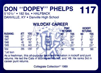 1989-90 Collegiate Collection Kentucky Wildcats #117 Don Phelps Back