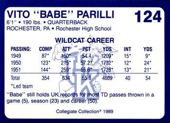 1989-90 Collegiate Collection Kentucky Wildcats #124 Vito Parilli Back