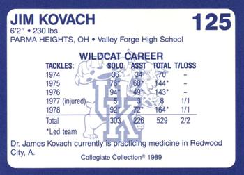 1989-90 Collegiate Collection Kentucky Wildcats #125 Jim Kovach Back