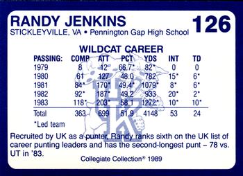 1989-90 Collegiate Collection Kentucky Wildcats #126 Randy Jenkins Back