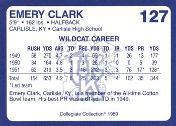 1989-90 Collegiate Collection Kentucky Wildcats #127 Emery Clark Back