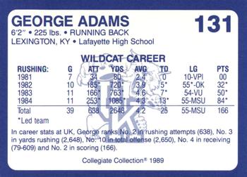 1989-90 Collegiate Collection Kentucky Wildcats #131 George Adams Back