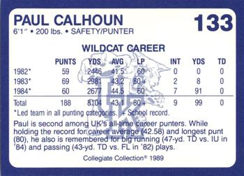 1989-90 Collegiate Collection Kentucky Wildcats #133 Paul Calhoun Back