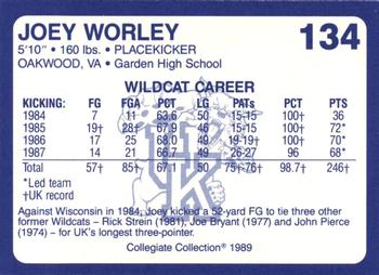 1989-90 Collegiate Collection Kentucky Wildcats #134 Joey Worley Back