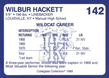1989-90 Collegiate Collection Kentucky Wildcats #142 Wilbur Hackett Back