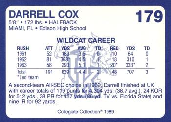 1989-90 Collegiate Collection Kentucky Wildcats #179 Darrell Cox Back