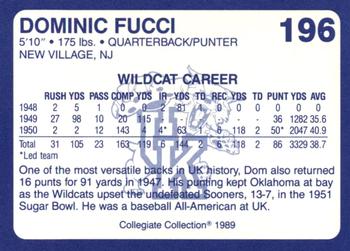 1989-90 Collegiate Collection Kentucky Wildcats #196 Dom Fucci Back