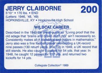 1989-90 Collegiate Collection Kentucky Wildcats #200 Jerry Claiborne Back