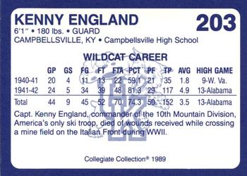 1989-90 Collegiate Collection Kentucky Wildcats #203 Kenny England Back