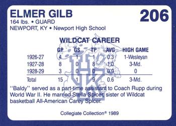 1989-90 Collegiate Collection Kentucky Wildcats #206 Elmer Gilb Back