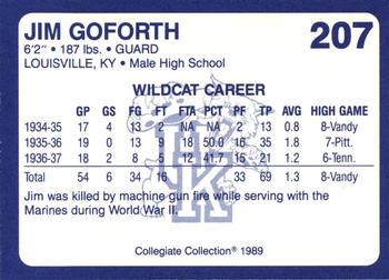 1989-90 Collegiate Collection Kentucky Wildcats #207 Jim Goforth Back