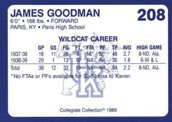 1989-90 Collegiate Collection Kentucky Wildcats #208 James Goodman Back