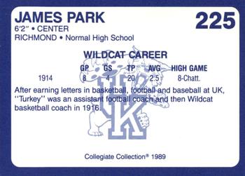 1989-90 Collegiate Collection Kentucky Wildcats #225 James Park Back