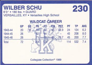 1989-90 Collegiate Collection Kentucky Wildcats #230 Wilber Schu Back