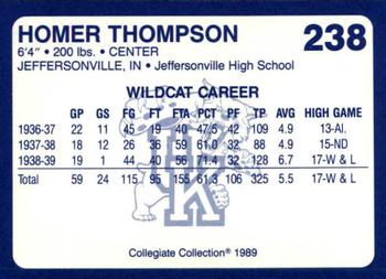 1989-90 Collegiate Collection Kentucky Wildcats #238 Homer Thompson Back