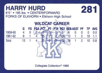 1989-90 Collegiate Collection Kentucky Wildcats #281 Harry Hurd Back