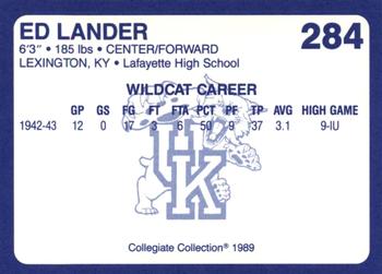 1989-90 Collegiate Collection Kentucky Wildcats #284 Ed Lander Back