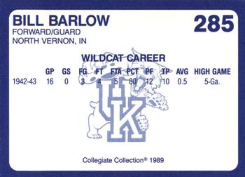 1989-90 Collegiate Collection Kentucky Wildcats #285 Bill Barlow Back