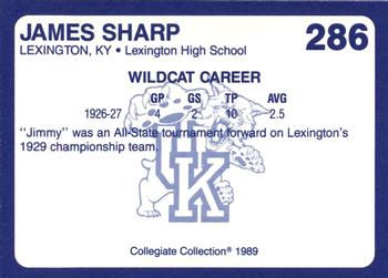 1989-90 Collegiate Collection Kentucky Wildcats #286 James Sharp Back