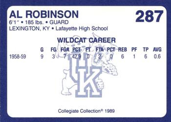 1989-90 Collegiate Collection Kentucky Wildcats #287 Al Robinson Back