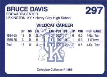 1989-90 Collegiate Collection Kentucky Wildcats #297 Bruce Davis Back