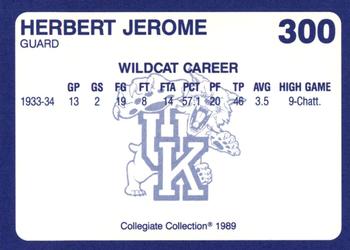 1989-90 Collegiate Collection Kentucky Wildcats #300 Herbert Jerome Back