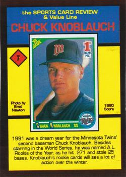 1992 The Sports Card Review & Value Line Prime Pics #7 Chuck Knoblauch Back