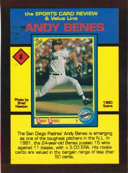 1992 The Sports Card Review & Value Line Prime Pics #8 Andy Benes Back