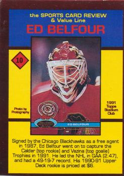 1992 The Sports Card Review & Value Line Prime Pics #10 Ed Belfour Back
