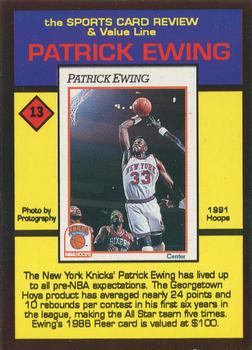 1992 The Sports Card Review & Value Line Prime Pics #13 Patrick Ewing Back