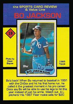 1992 The Sports Card Review & Value Line Prime Pics #19 Bo Jackson Back