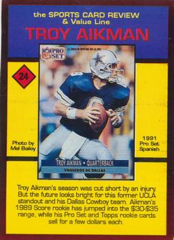 1992 The Sports Card Review & Value Line Prime Pics #24 Troy Aikman Back