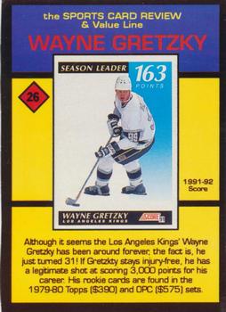 1992 The Sports Card Review & Value Line Prime Pics #26 Wayne Gretzky Back