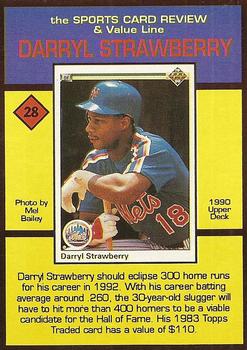1992 The Sports Card Review & Value Line Prime Pics #28 Darryl Strawberry Back