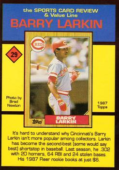 1992 The Sports Card Review & Value Line Prime Pics #29 Barry Larkin Back