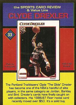 1992 The Sports Card Review & Value Line Prime Pics #33 Clyde Drexler Back