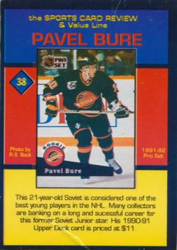 1992 The Sports Card Review & Value Line Prime Pics #38 Pavel Bure Back